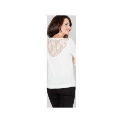 Sweter K224 Ecru. Brązowe swetry damskie KATRUS, m, w koronkowe wzory, z bawełny, sportowe, z długim rękawem, długie, bez kaptura. Za 109,00 zł.