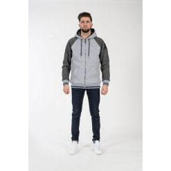 Bluza w kolorze antracytowo-szarym. Szare bluzy męskie American College, xs, z aplikacjami, z materiału, z kapturem, bez rękawów, bez kaptura. W wyprzedaży za 132,95 zł.