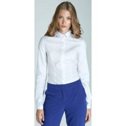 Taliowana klasyczna biała koszula. Białe koszule damskie NIFE, na co dzień, s, bez wzorów, z bawełny, klasyczne, z klasycznym kołnierzykiem, bez rękawów. Za 119,00 zł.
