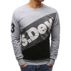 Bluzy męskie: Bluza męska z nadrukiem szara (bx3454)