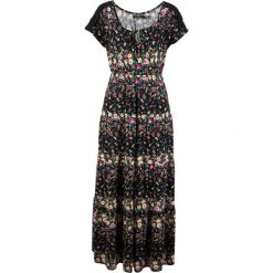 Sukienka shirtowa, długa bonprix czarny w kwiaty. Czarne sukienki damskie bonprix, w kwiaty, z materiału, bez kołnierzyka, z długim rękawem, długie, mini. Za 149,99 zł.
