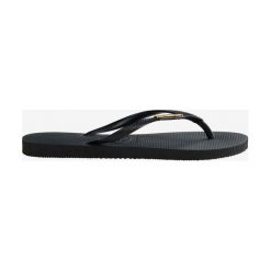 Havaianas Slim Logo Metallic Japonki Czarny. Czarne klapki damskie Havaianas, w paski, z materiału, bez obcasa. Za 133,95 zł.