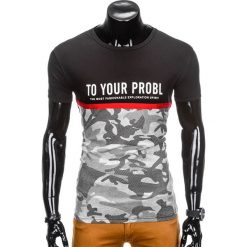 T-shirty męskie: T-SHIRT MĘSKI Z NADRUKIEM S859 – CZARNY