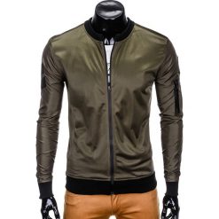 BLUZA MĘSKA ROZPINANA BEZ KAPTURA B749 - KHAKI. Brązowe bluzy męskie rozpinane marki Ombre Clothing, m, z bawełny, bez kaptura. Za 69,00 zł.