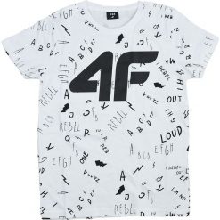 4F Boy's T-shirt HJL20-JTSM002-10S t-shirt uniseks białe 140. Białe t-shirty chłopięce 4f, z aplikacjami, z bawełny, z krótkim rękawem. Za 39,99 zł.