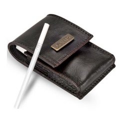 Skórzane męskie etui na papierosy SA14 SLIM ciemnobrązowe - SLIM \ Brązowy. Pomarańczowe etui męskie Solier, ze skóry. Za 29,99 zł.