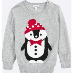Blukids - Sweter dziecięcy 68-98 cm. Szare swetry chłopięce Blukids, bez wzorów, z bawełny, z okrągłym kołnierzem. W wyprzedaży za 29,90 zł.