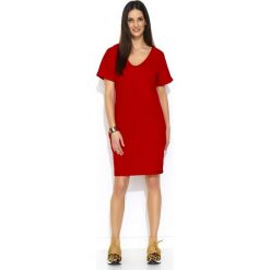 Czerwona Dzianinowa Letnia Sukienka z Kieszeniami. Czerwone sukienki damskie Molly.pl, na co dzień, na lato, s, bez wzorów, z dzianiny, eleganckie, bez kołnierzyka, bez rękawów, proste. Za 122,90 zł.