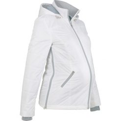 Kurtka pikowana ciążowa bonprix biel wełny. Białe kurtki damskie bonprix, bez wzorów, z wełny, moda ciążowa. Za 99,99 zł.