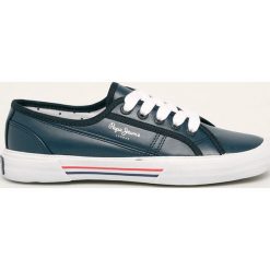 Pepe Jeans - Tenisówki Aberlady Vega. Białe trampki i tenisówki damskie Pepe Jeans, bez wzorów, z jeansu, na sznurówki. W wyprzedaży za 189,90 zł.