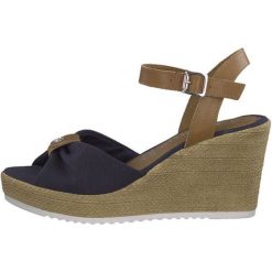 Tamaris Sandały Damskie 41 Ciemny Niebieski. Niebieskie sandały damskie Tamaris, bez wzorów, eleganckie, bez obcasa, bez zapięcia. Za 209,00 zł.
