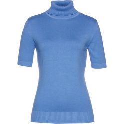 Golfy damskie: Sweter z golfem, krótki rękaw bonprix niebieski