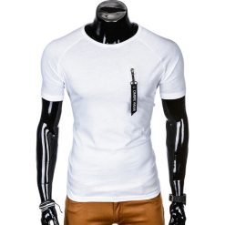 T-shirt męski bez nadruku S1011 - biały. Białe t-shirty męskie Ombre Clothing, s, z nadrukiem, z bawełny, bez kołnierzyka. Za 19,99 zł.