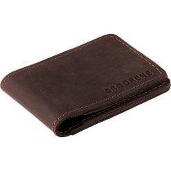Skórzany cienki portfel slim wallet BRODRENE SW02DB ciemnobrązowy - c. brązowy. Pomarańczowe portfele męskie Brødrene, bez wzorów, ze skóry. Za 79,99 zł.