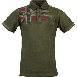 Koszulka polo "Kamo" w kolorze khaki. Brązowe koszulki polo męskie Geographical Norway Men, s, z haftami, z bawełny, polo, bez rękawów. W wyprzedaży za 90,95 zł.