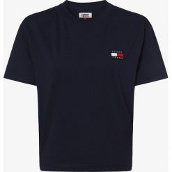 Tommy Jeans - T-shirt damski, niebieski. Niebieskie t-shirty damskie Tommy Jeans, m, z aplikacjami, z jeansu, bez kołnierzyka. Za 179,95 zł.