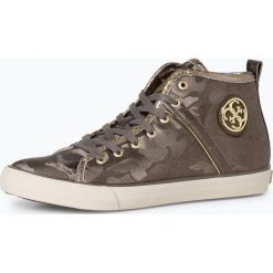 Guess Jeans - Tenisówki damskie, niebieski. Niebieskie trampki i tenisówki damskie Guess Jeans, z aplikacjami, z jeansu, przed kolano, bez zapięcia. Za 429,95 zł.