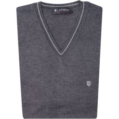 Szary sweter męski SW5. Szare swetry męskie Lanieri Fashion - swetry męskie, m, bez wzorów, z bawełny, casualowe, z dekoltem w serek, bez kaptura. Za 117,00 zł.
