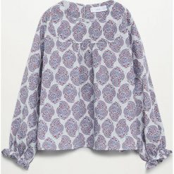 Mango Kids - Bluzka bawełniana dziecięca Tilas 110-164 cm. Białe bluzki dziewczęce Mango Kids, bez wzorów, z bawełny, z okrągłym kołnierzem, z długim rękawem, długie, bez kaptura. Za 99,99 zł.