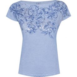 T-shirt DEHA EASY. Niebieskie bluzki damskie Deha, z nadrukiem, z bawełny, bez kołnierzyka. W wyprzedaży za 99,00 zł.
