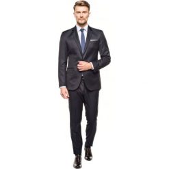 Garnitur berck 307 granatowy slim fit. Niebieskie garnitury męskie Recman, bez wzorów, z wiskozy. Za 299,99 zł.
