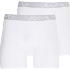 Jockey TRUNK 2PACK Panty white. Białe bokserki męskie marki Jockey, z bawełny. Za 149,00 zł.