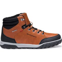 BUTY MĘSKIE ZIMOWE TRAPERY T253 - BRĄZOWE. Pomarańczowe buty trekkingowe męskie marki Inny, na zimę, z materiału. Za 119,00 zł.