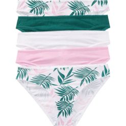 Figi (5 par) bonprix jasnoróżowo-dymny szmaragdowy - biały z nadrukiem. Różowe majtki damskie bonprix. Za 49,95 zł.