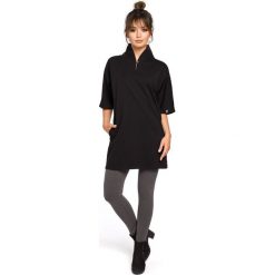 CASPER Tunika kimono - czarna. Czarne tuniki damskie BE, na co dzień, s, bez wzorów, z elastanu, ze stójką, bez rękawów. W wyprzedaży za 84,50 zł.