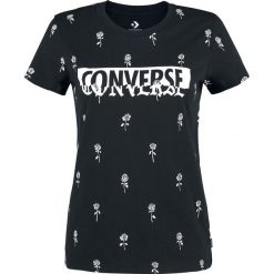 Converse Converse Rose Print Crew Tee Koszulka damska czarny. Czarne bluzki damskie Converse, m, z nadrukiem, z okrągłym kołnierzem. Za 79,90 zł.