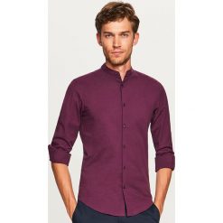 Koszula ze stójką super slim fit - Bordowy. Brązowe koszule męskie na spinki marki Reserved, l, ze stójką. Za 99,99 zł.