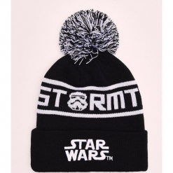 Czapka z pomponem Star Wars - Czarny. Czarne czapki męskie Cropp, z motywem z bajki, retro. Za 49,99 zł.