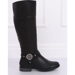 Kozaki oficerki czarne 6283-1 BLACK. Czarne kozaki damskie FunKee.pl, na co dzień, ze skóry ekologicznej, bez obcasa, na płaskiej podeszwie, na zamek. Za 126,99 zł.