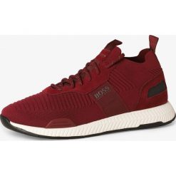 BOSS Athleisure - Tenisówki męskie z dodatkiem skóry – Titanium_Runn_knst, czerwony. Czerwone trampki męskie BOSS Athleisure, bez wzorów, z dzianiny, bez zapięcia. Za 849,95 zł.