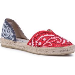 Espadryle MANEBI - Open-Side Flats F 9.4 O0 Red Grey Bandana. Czerwone espadryle damskie Manebi, bez wzorów, z tworzywa sztucznego, bez obcasa. Za 539,00 zł.