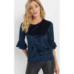 Welurowa koszulka z falbanką. Niebieskie t-shirty damskie Orsay, xs, z dzianiny, z falbankami. Za 49,99 zł.