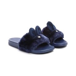 Granatowe Klapki Common Rabbit. Niebieskie klapki dziewczęce marki Born2be, z materiału. Za 49,99 zł.