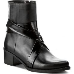 Botki EVA MINGE - Emelina 2N 17SM1372222EF 101. Czarne buty zimowe damskie Eva Minge, ze skóry, na obcasie. W wyprzedaży za 289,00 zł.