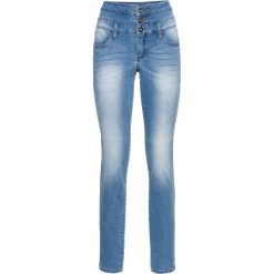 Dżinsy SKINNY z wysoką talią bonprix niebieski bleached. Niebieskie rurki damskie bonprix, z jeansu. Za 139,99 zł.