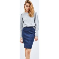 Sweter z bufiastymi rękawami. Szare swetry damskie Moodo, xl, bez wzorów, bez rękawów, bez kaptura. Za 19,99 zł.
