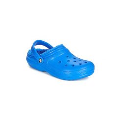Chodaki Crocs CLASSIC LINED CLOG. Niebieskie klapki damskie Crocs, bez wzorów, bez obcasa. Za 199,00 zł.