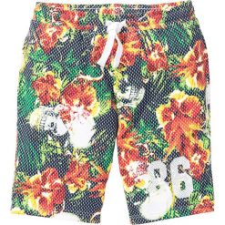 Bermudy dresowe Regular Fit bonprix ciemnoniebieski z nadrukiem. Niebieskie spodenki i szorty męskie bonprix, z nadrukiem, z dresówki. Za 74,99 zł.