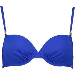 Biustonosz bikini w kolorze niebieskim. Czarne biustonosze z fiszbinami marki Skiny, z materiału. W wyprzedaży za 60,95 zł.