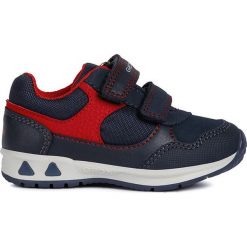 Geox - Buty dziecięce. Niebieskie trampki chłopięce Geox, bez wzorów, z gumy, sportowe, z okrągłym noskiem, bez zapięcia. W wyprzedaży za 119,90 zł.