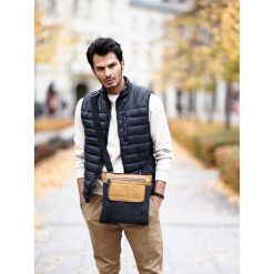 Torba męska skórzana na ramię Always Wild BAG-1 - czarny / j. brązowy. Pomarańczowe torby męskie skórzane ze skóry. Za 139,99 zł.
