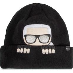 Czapka KARL LAGERFELD - 201W3415 Black. Czarne czapki damskie KARL LAGERFELD, bez wzorów, z wełny. Za 319,00 zł.