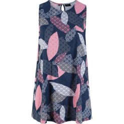 Top bawełniany o linii litery A bonprix ciemnoniebieski z nadrukiem. Niebieskie bluzki damskie bonprix, z nadrukiem, z bawełny, bez kołnierzyka. Za 49,99 zł.