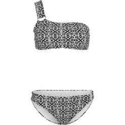 Bikini z biustonoszem bustier (2 części) bonprix czarno-biały w graficzny wzór. Czarne stroje kąpielowe damskie bonprix, bez wzorów. Za 99,99 zł.