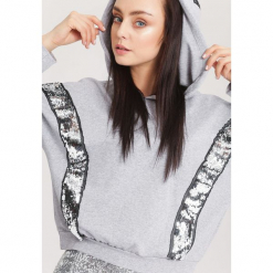 Jasnoszara Bluza West. Szare bluzy z kapturem damskie marki other, uniwersalny. Za 129,99 zł.