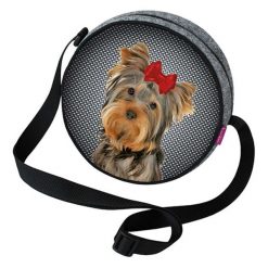 Torebka "Twist" w kolorze szarym ze wzorem - Ø 20 cm. Szare torebki klasyczne damskie Bertoni, w paski, z materiału. W wyprzedaży za 57,95 zł.